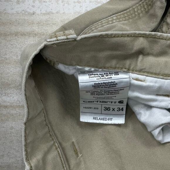 Vintage Carhartt Carpenter Pants Camel Tan Canvas Relaxed Fit Dungarees Work 90s - Picture 5 of 8